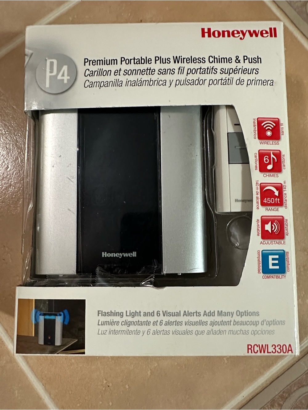 Honeywell Silver and Black Premium Portable Plus Wireless Chime & Push (P4)